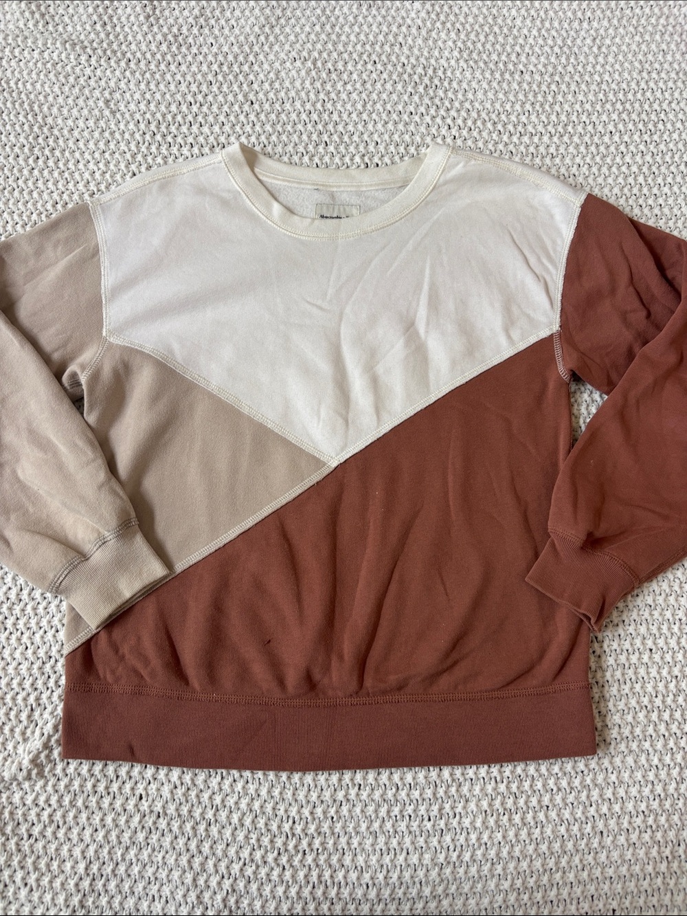 Abercrombie Colorblock Women’s Sweatshirt - Cream, Taupe & Rust